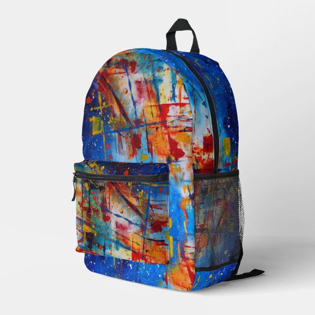 Abstract Splatter Paint  Printed Backpack (Back Corner Right)