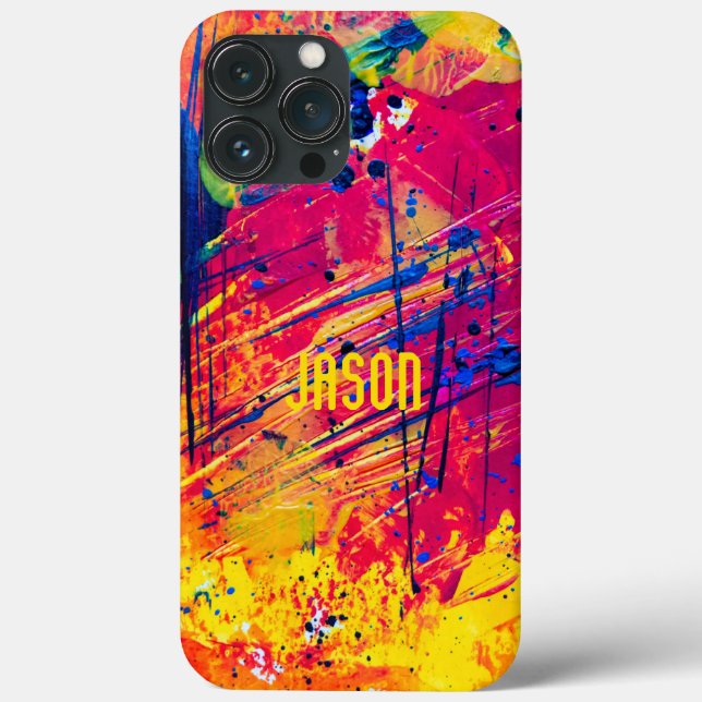 Abstract Splatters Yellow, Hot Pink, Blue Custom  Case-Mate iPhone Case (Back)