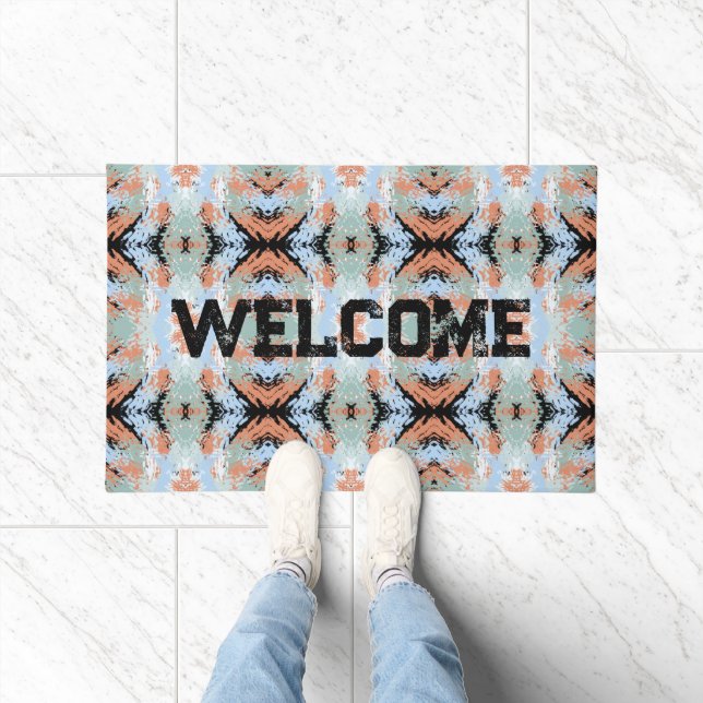 Abstract Split Ends Pattern And Soft Pastels Doormat (Indoor)