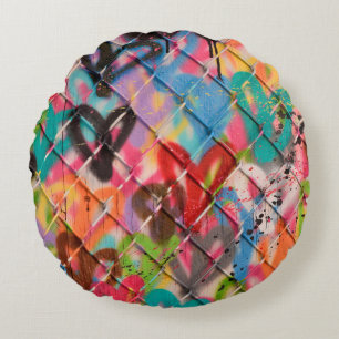 Abstract Spray Paint Texture Backgroundart,street, Round Cushion