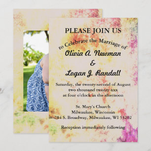 Abstract Spring Colours Add Couple Photo Invitation