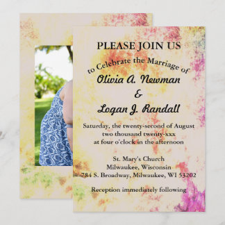 Abstract Spring Colours Add Couple Photo Invitation