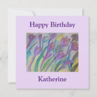 Abstract Spring Crocus Flat Birthday Card
