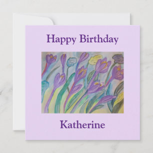 Abstract Spring Crocus Flat Birthday Card