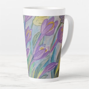 Abstract Spring Crocus Latte Mug