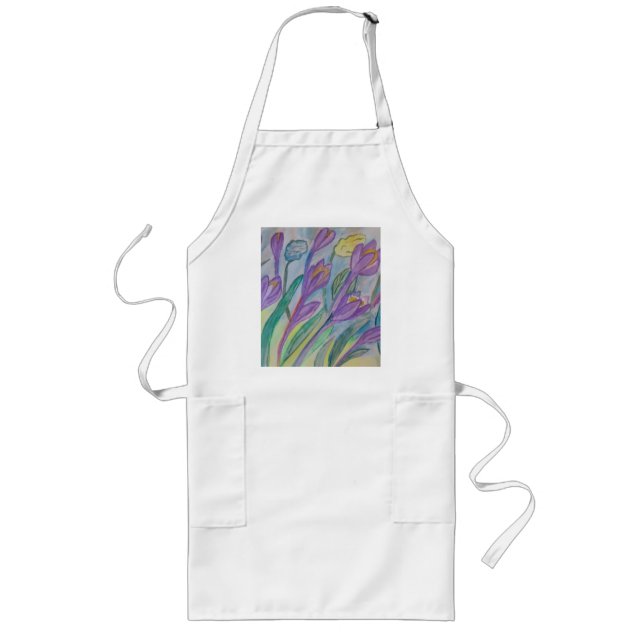 Abstract Spring Crocus Long Apron (Front)