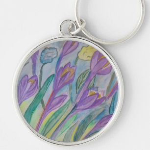 Abstract Spring Crocus Premier Key Ring