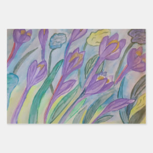 Abstract Spring Crocus Wrapping Paper Sheet