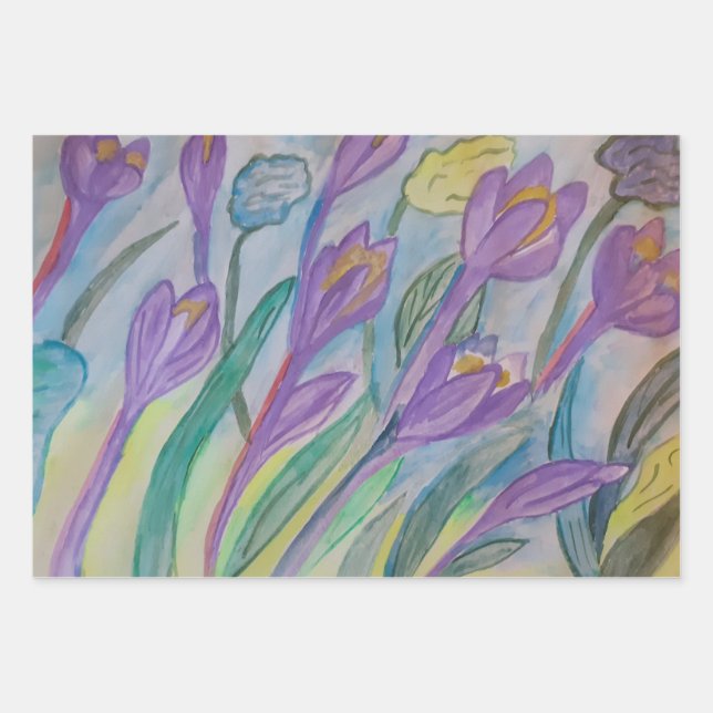 Abstract Spring Crocus Wrapping Paper Sheet (Front)