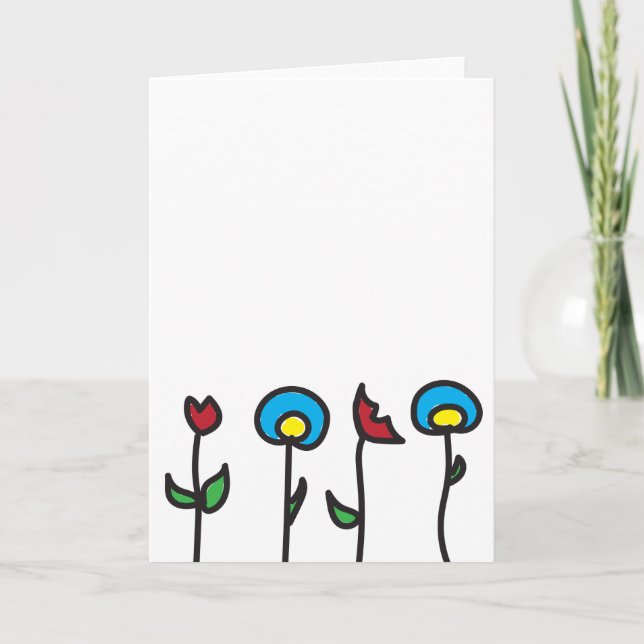 Abstract Spring Flowers Blank Greeting Card (Front)