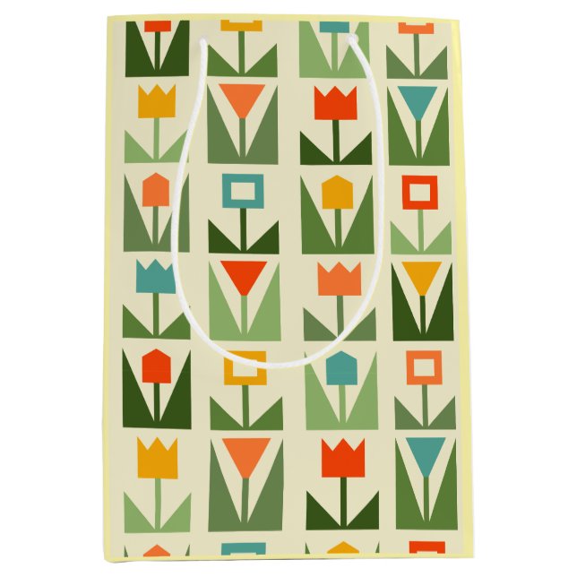 Abstract Spring Flowers Medium Gift Bag (Front)