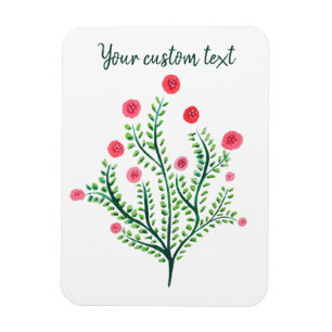 Abstract Spring Plant Ink Drawing Custom Text Magnet