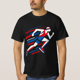 Abstract Sprinters Red White Blue Geometric Race A T-Shirt