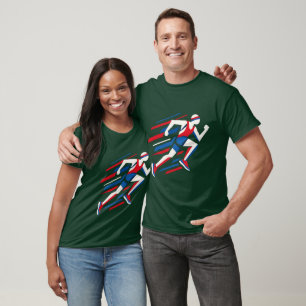 Abstract Sprinters Red White Blue Geometric Race A T-Shirt