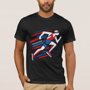 Abstract Sprinters Red White Blue Geometric Race A T-Shirt