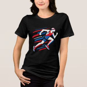 Abstract Sprinters Red White Blue Geometric Race A Tri-Blend Shirt