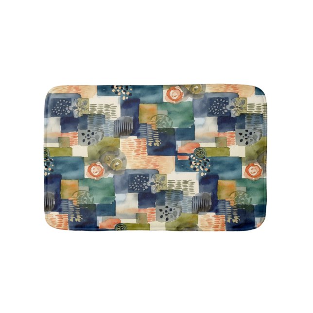 Abstract sqare patterns bath mat (Front)