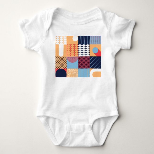 Abstract square artwork: geometric design. baby bodysuit (Front)