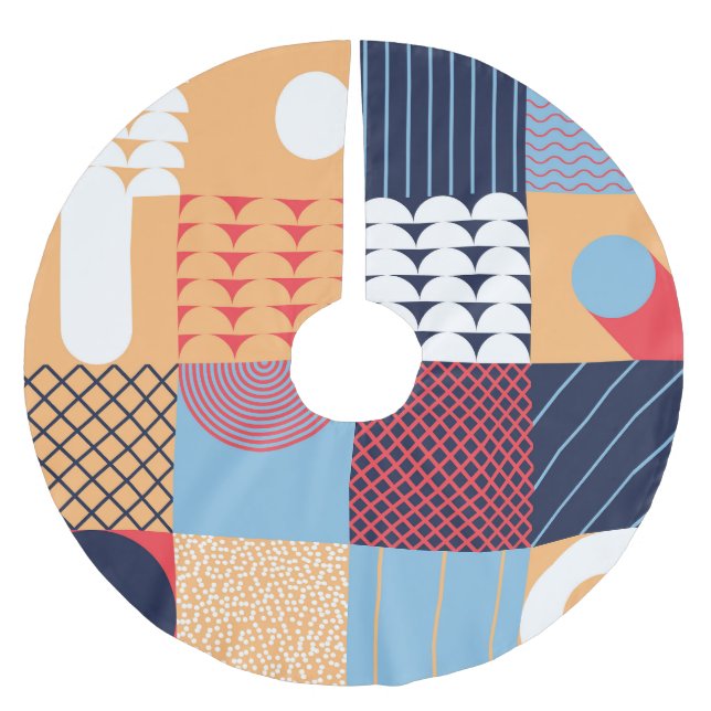 Abstract square artwork: geometric design. brushed polyester tree skirt (Front)