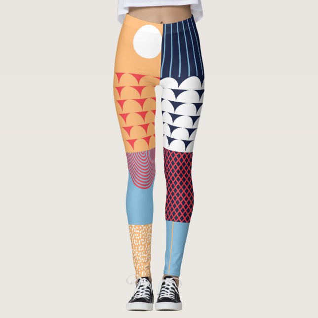 Abstract square artwork: geometric design. leggings (Front)