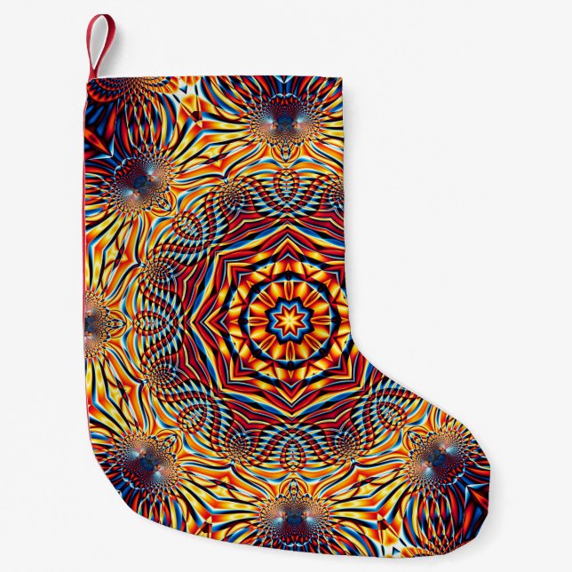 Abstract square background. Symmetric round decora Small Christmas Stocking (Front)