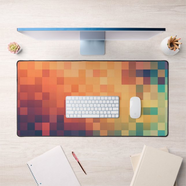 Abstract square pixel mosaic desk mat (Office 1)