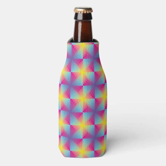 Abstract square vector mosaic bottle cooler (Bottle Front)