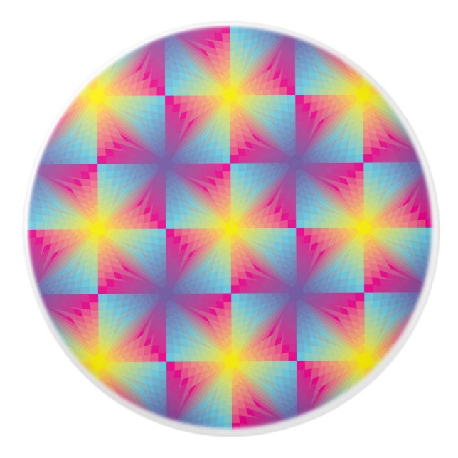 Abstract square vector mosaic ceramic knob (Front)