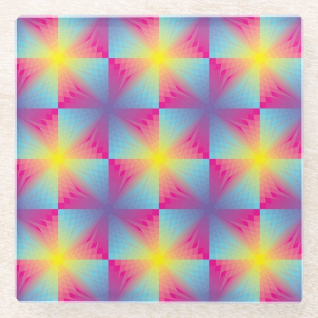 Abstract square vector mosaic glass coaster (Front)