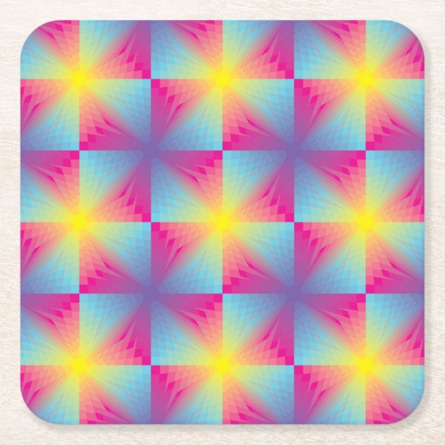 Abstract square vector mosaic paper coaster (Front)