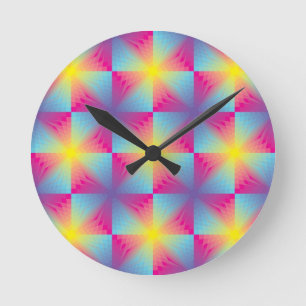 Abstract square vector mosaic round clock