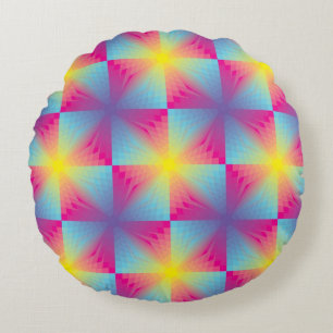 Abstract square vector mosaic round cushion