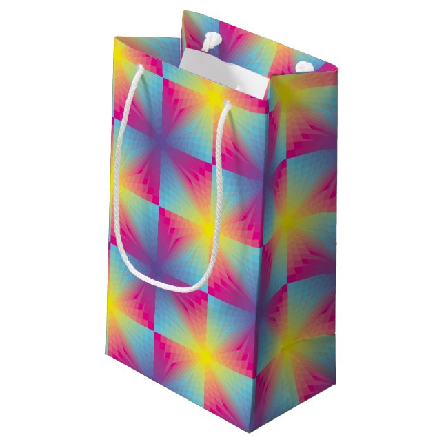 Abstract square vector mosaic small gift bag (Back Angled)