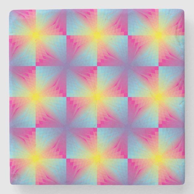 Abstract square vector mosaic stone coaster (Front)