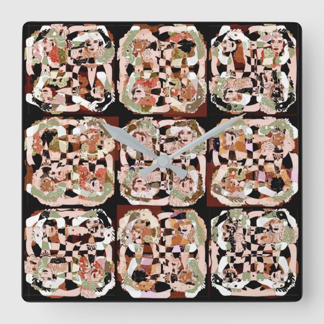 Abstract Square Wall Clock (Front)
