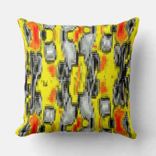 Abstract squares formed from scratches over yellow cushion