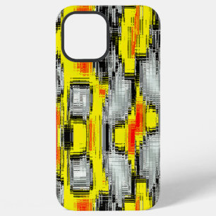 Abstract squares formed from scratches over yellow iPhone 12 pro max case
