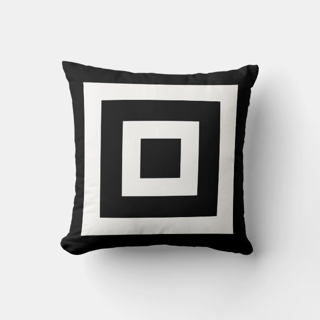 Abstract Squares in Black & White Cushion (Front)