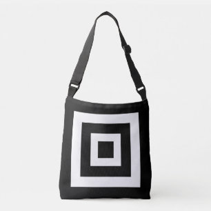 Abstract Squares on Black & White Crossbody Bag
