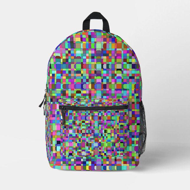 Abstract Squares Shapes Multicolor Backpack (Front)