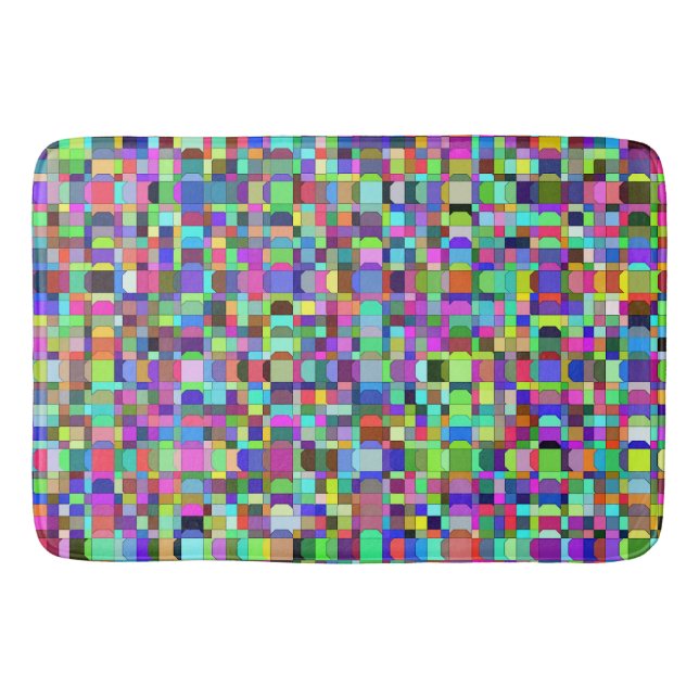 Abstract Squares Shapes Multicolor Pattern Bath Mat (Front)