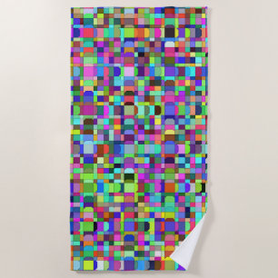 Abstract Squares Shapes Multicolor Pattern Beach Towel