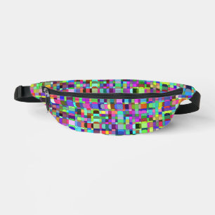 Abstract Squares Shapes Multicolor Pattern Bum Bags