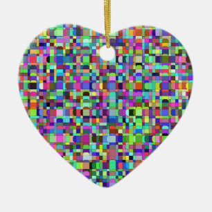 Abstract Squares Shapes Multicolor Pattern Ceramic Tree Decoration