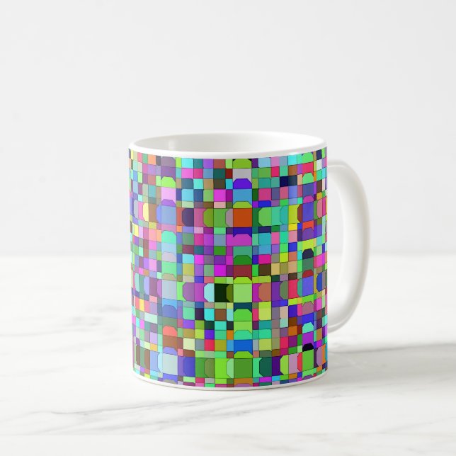 Abstract Squares Shapes Multicolor Pattern Coffee Mug (Front Right)