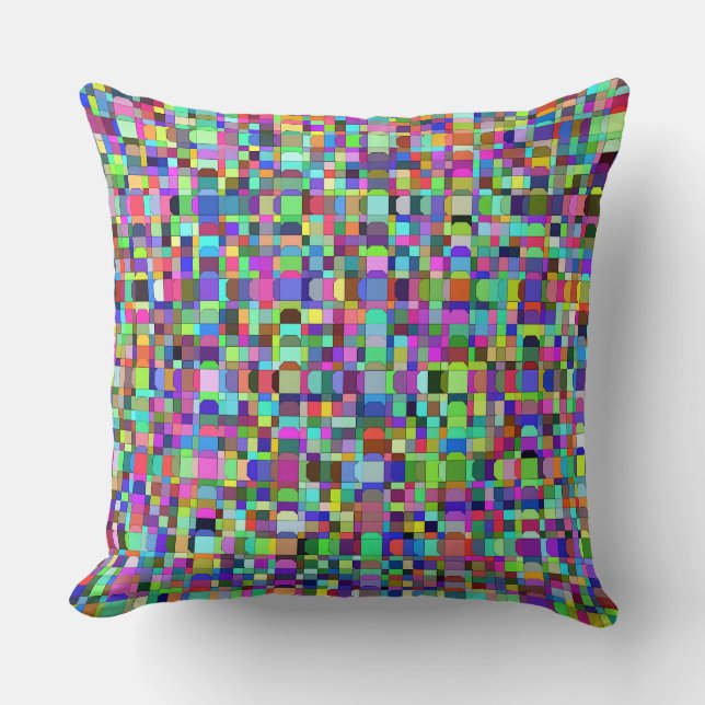 Abstract Squares Shapes Multicolor Pattern Cushion (Front)