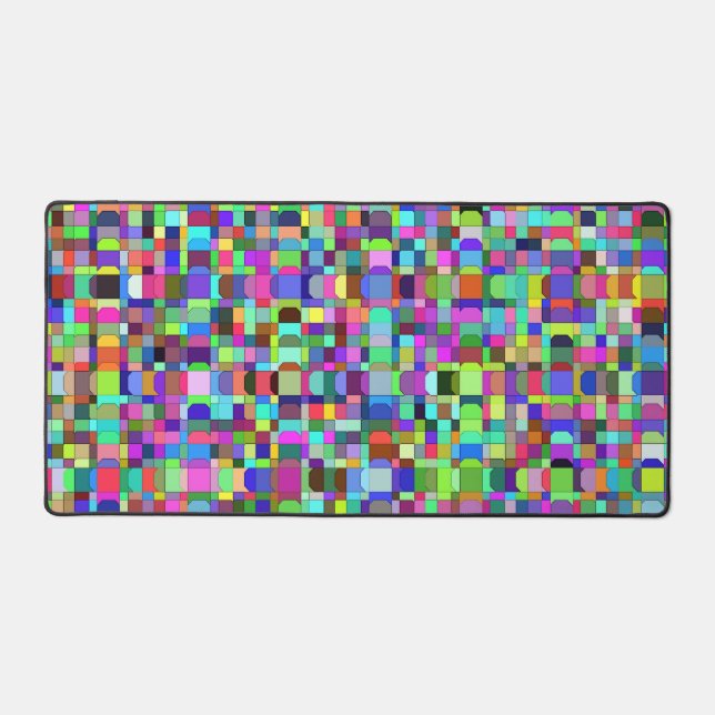 Abstract Squares Shapes Multicolor Pattern Desk Mat (Front)