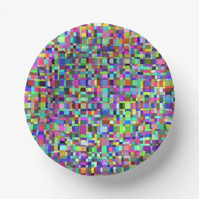 Abstract Squares Shapes Multicolor Pattern Paper Plate (Front)