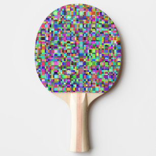 Abstract Squares Shapes Multicolor Pattern Ping Pong Paddle