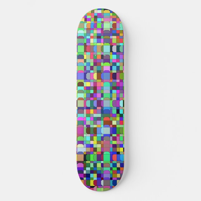 Abstract Squares Shapes Multicolor Pattern Skateboard (Front)